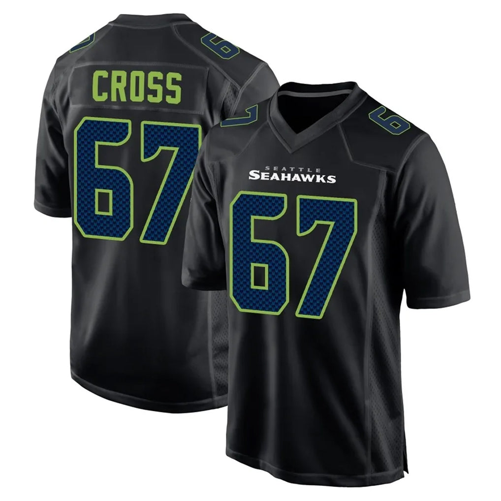 S.Seahawks #67 Charles Cross Player Black Limited Fashion Home Game ROCER Stitched Jerseys