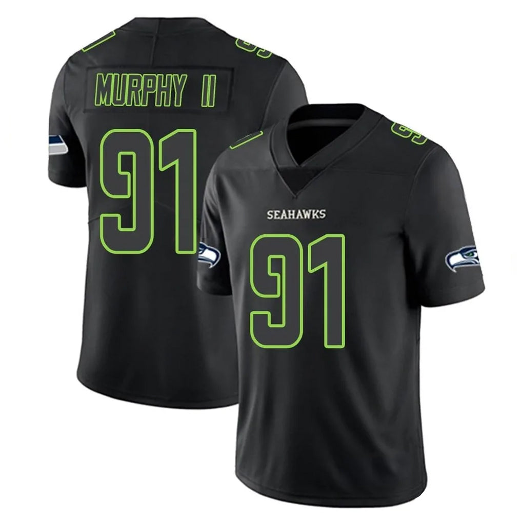 S.Seahawks #91 Byron Murphy II Player Black Impact Limited Home Game ROCER Stitched Jerseys