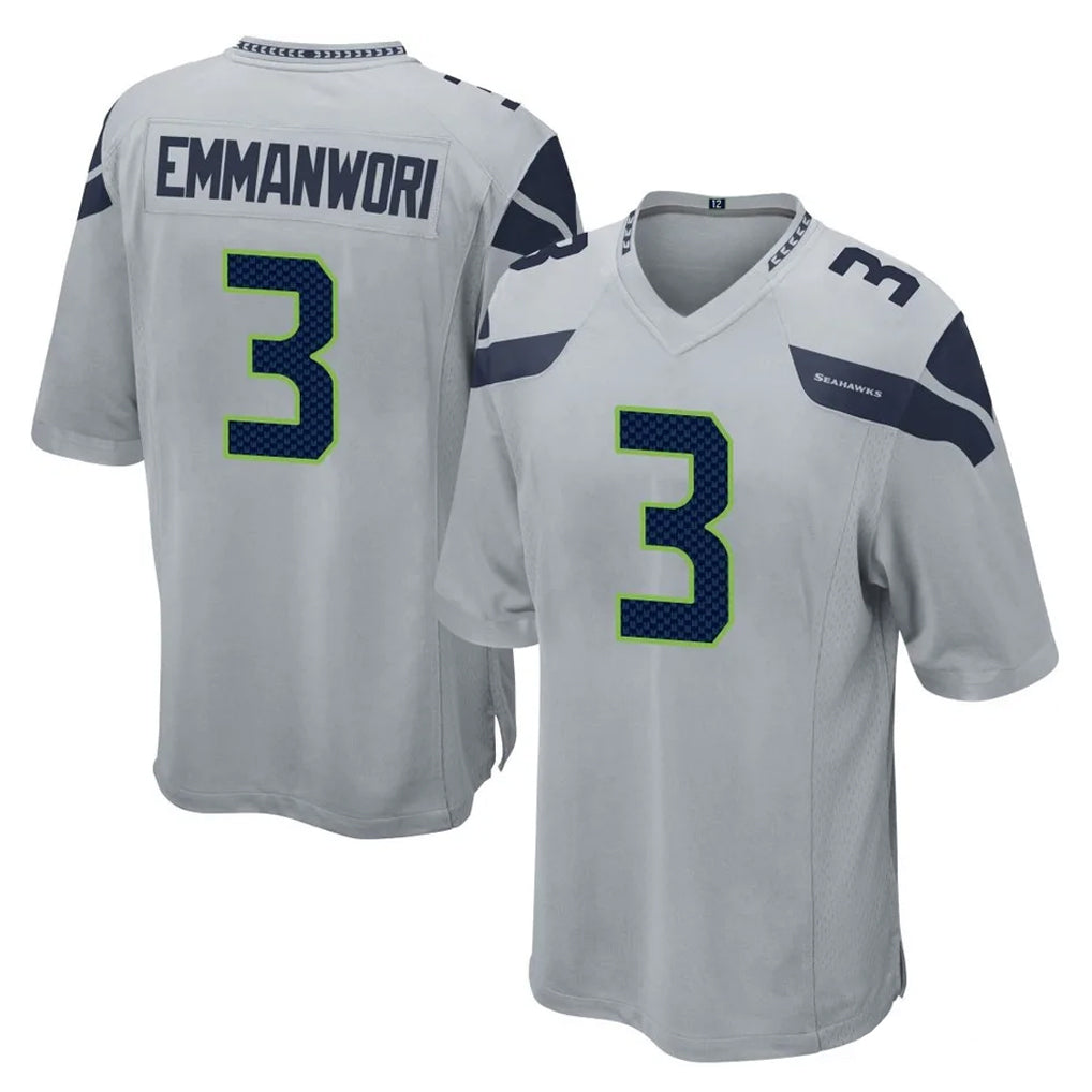 S.Seahawks #3 Nick Emmanwori Player Gray Home Game ROCER Stitched Jerseys