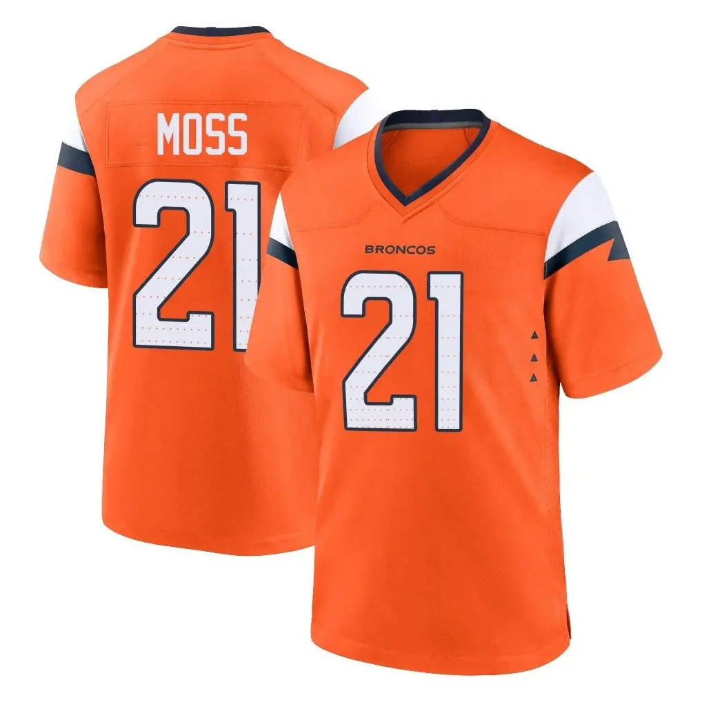 D.Broncos #21 Riley Moss Player Orange Home Game ROCER Stitched Jerseys