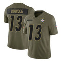 P.Steelers #13 Rico Dowdle Player Olive 2025 Salute To Service Limited Home Game ROCER Stitched Jerseys