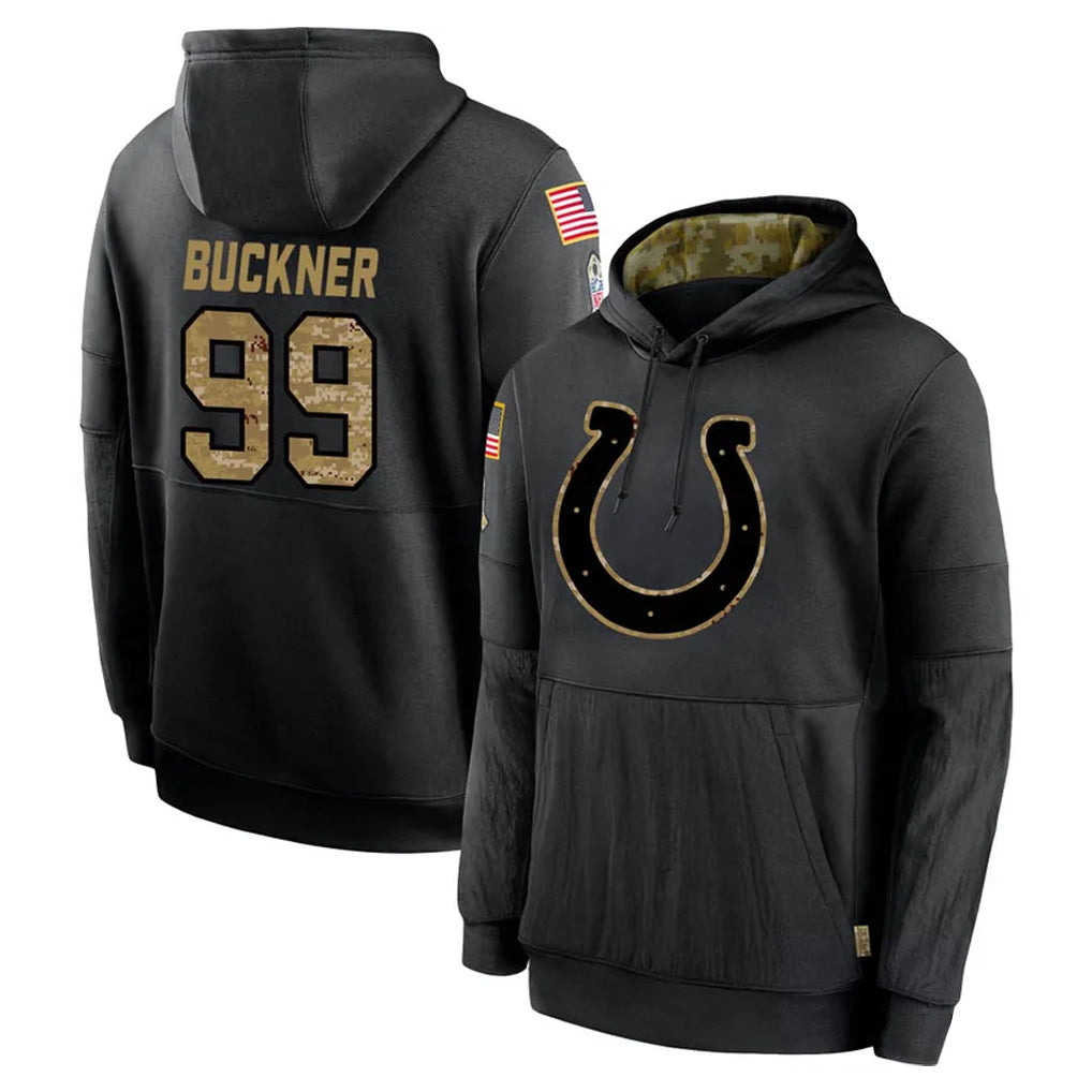 IN.Colts #99 DeForest Buckner Player Black Salute to Service Hoodies Limited Game ROCER Stitched Jerseys