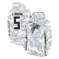 A.Falcons #5 Drake London Player Camo Arctic Salute to Service Hoodies Limited ROCER Stitched Jerseys