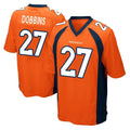 D.Broncos #27 J.K. Dobbins Player Orange Color Home Game ROCER Stitched Jerseys