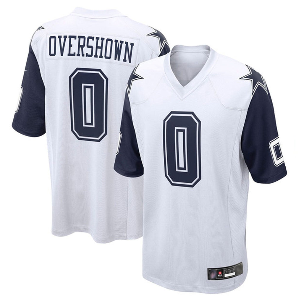 D.Cowboys #0 DeMarvion Overshown Player White-Navy Home Game ROCER Stitched Jerseys