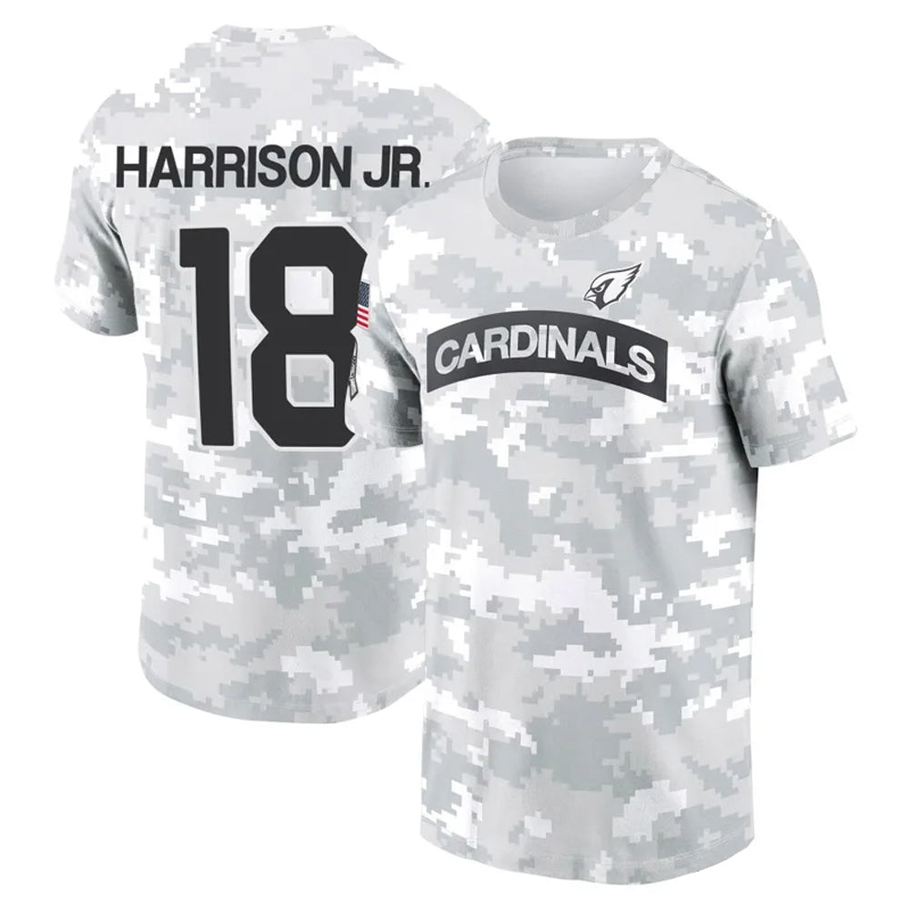 A.Cardinals #18 Marvin Harrison Jr. Player Salute to Service Hoodies & T-Shirts ROCER Stitched Jerseys