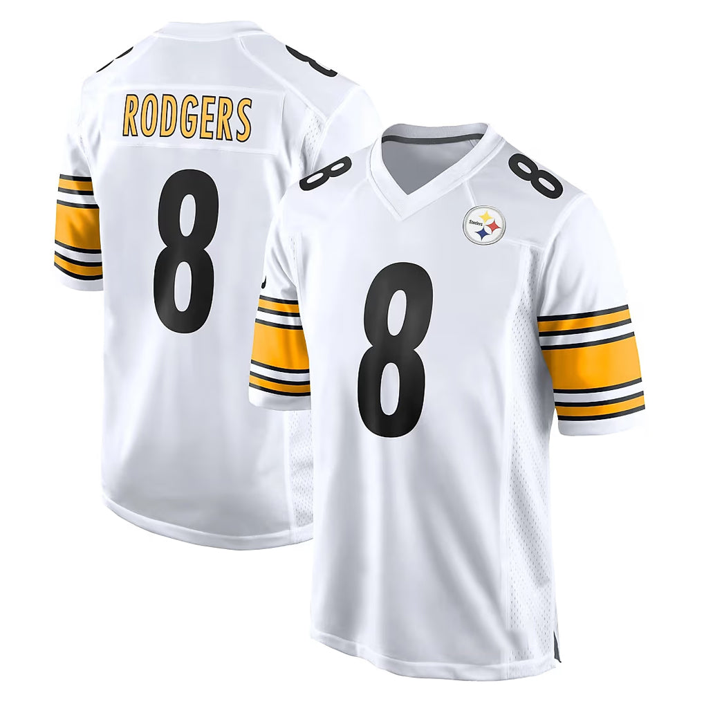P.Steelers #8 Aaron Rodgers Player White Home Game ROCER Stitched Jerseys