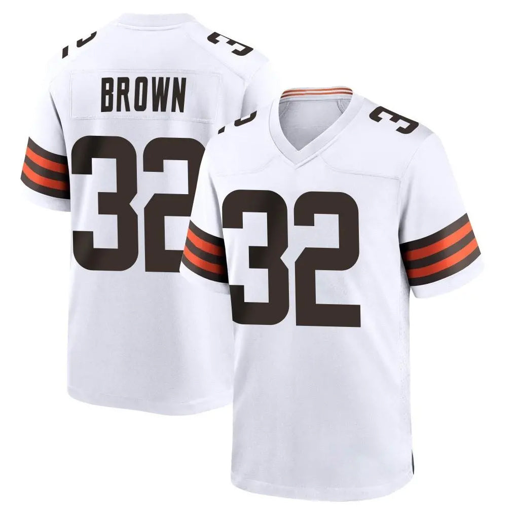 C.Browns #32 Jim Brown Player White Home Game ROCER Stitched Jerseys