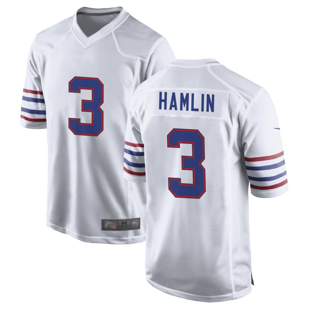 B.Bills #3 Damar Hamlin Player White Alternate Game ROCER Stitched Jerseys