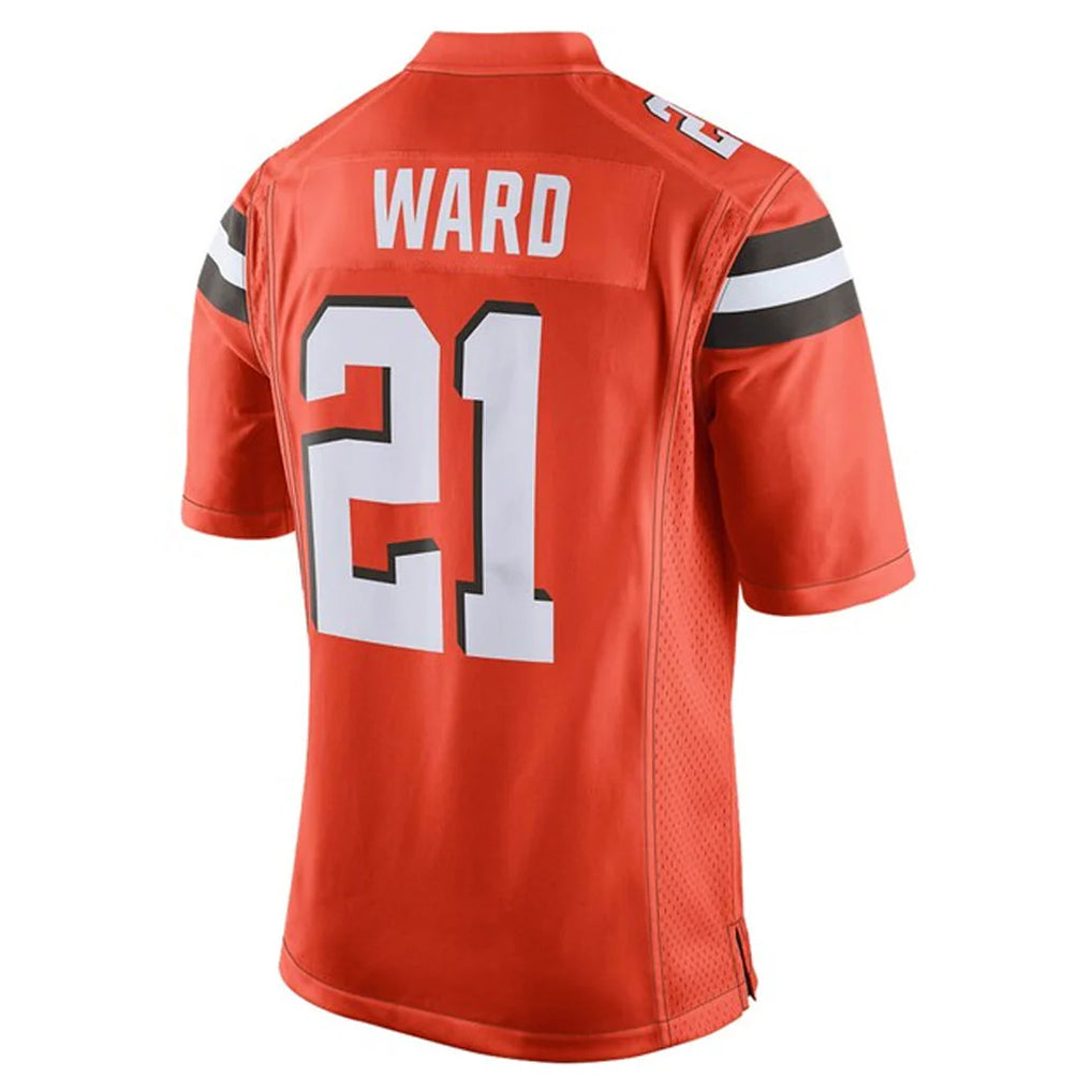 C.Browns #21 Denzel Ward Player Orange Vapor Limited Home Game ROCER Stitched Jerseys