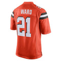 C.Browns #21 Denzel Ward Player Orange Vapor Limited Home Game ROCER Stitched Jerseys