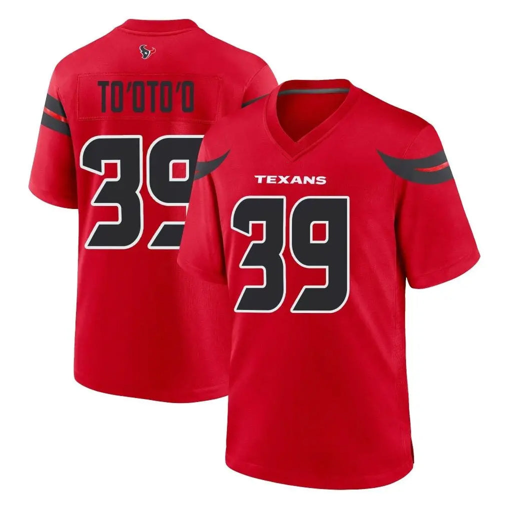 H.Texans #39 Henry To'oTo'o Player Red Alternate Home Game ROCER Stitched Jerseys