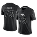 D.Broncos #73 Frank Crum Player Black Reflective Limited ROCER Stitched Jerseys