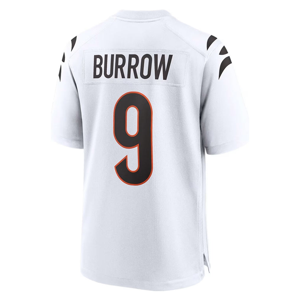 C.Bengals #9 Joe Burrow Player White Home Game ROCER Stitched Jerseys