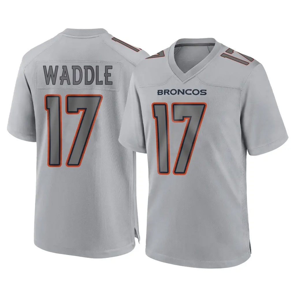 D.Broncos #17 Jaylen Waddle Player Gray Atmosphere Fashion Limited Game ROCER Stitched Jerseys