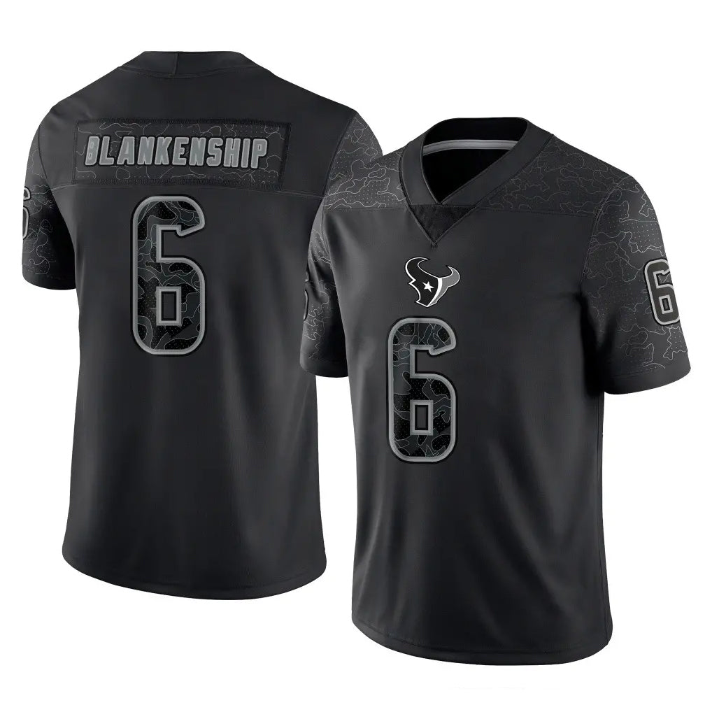 H.Texans #6 Reed Blankenship Player Black Reflective Limited Game ROCER Stitched Jerseys
