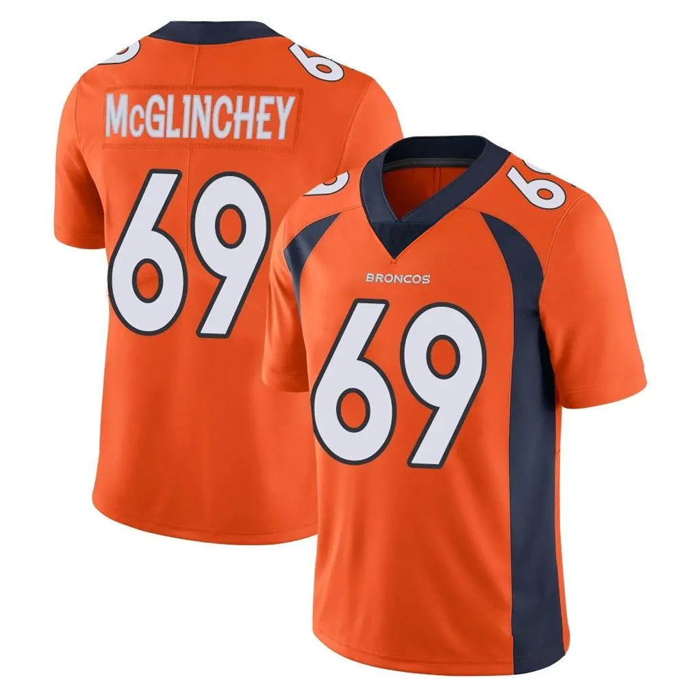 D.Broncos #69 Mike McGlinchey Player Orange Color Vapor Untouchable Limited Game ROCER Stitched Jerseys