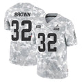 C.Browns #32 Jim Brown Player Arctic Camo Salute to Service Limited Home Game ROCER Stitched Jerseys