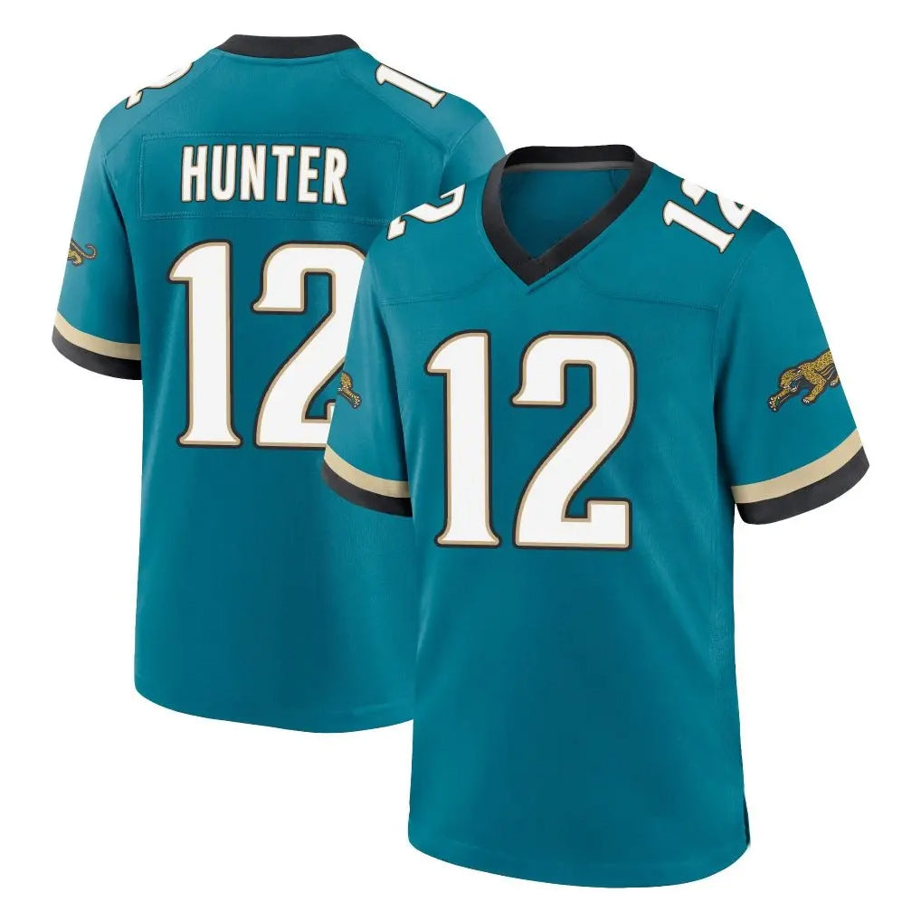 J.Jaguars #12 Travis Hunter Player Teal Prowler Throwback Limited Home Game ROCER Stitched Jerseys