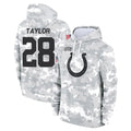IN.Colts #28 Jonathan Taylor Player Arctic Camo Salute to Service Hoodies Limited Game ROCER Stitched Jerseys