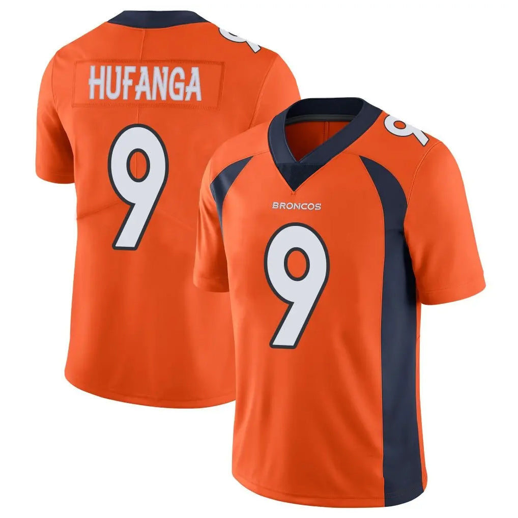 D.Broncos #9 Talanoa Hufanga Player Orange Color Vapor Untouchable Limited Game ROCER Stitched Jerseys