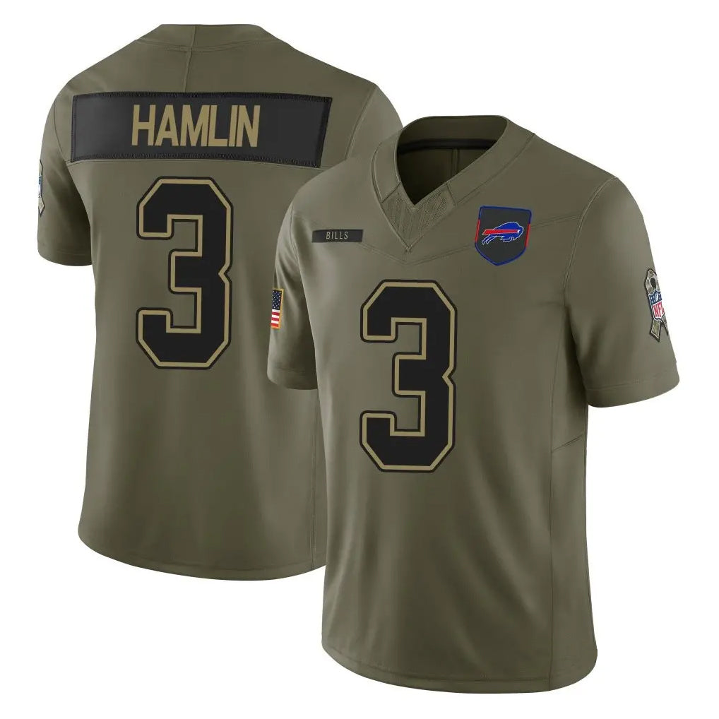 B.Bills #3 Damar Hamlin Player Olive Salute To Service Limited Game ROCER Stitched Jerseys