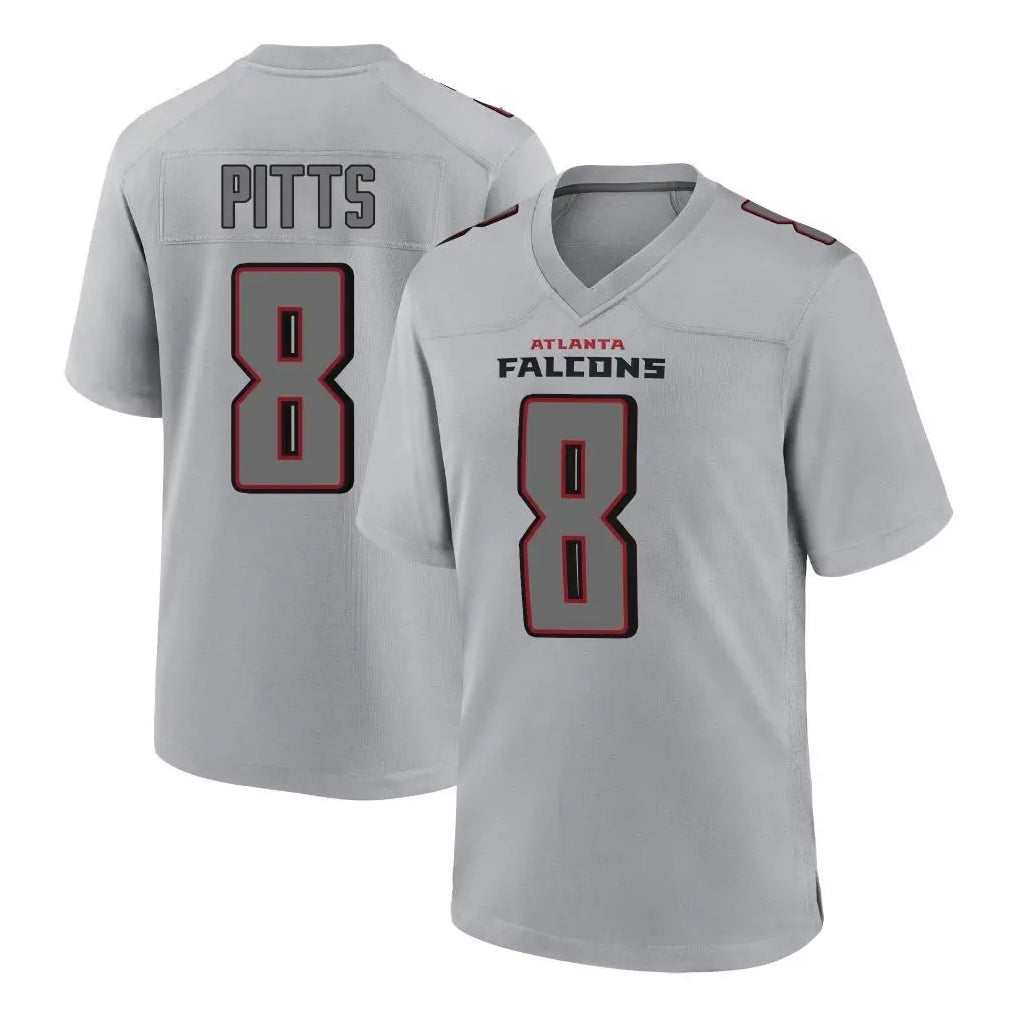 A.Falcons #8 Kyle Pitts Sr. Player Gray Fashion Home Game ROCER Stitched Jerseys