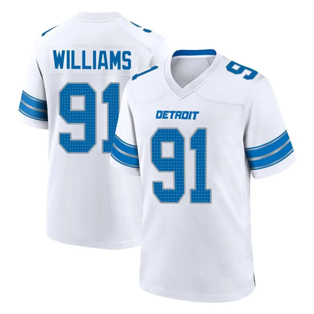 D.Lions #91 Tyleik Williams Player White Alternate Home Game ROCER Stitched Jerseys