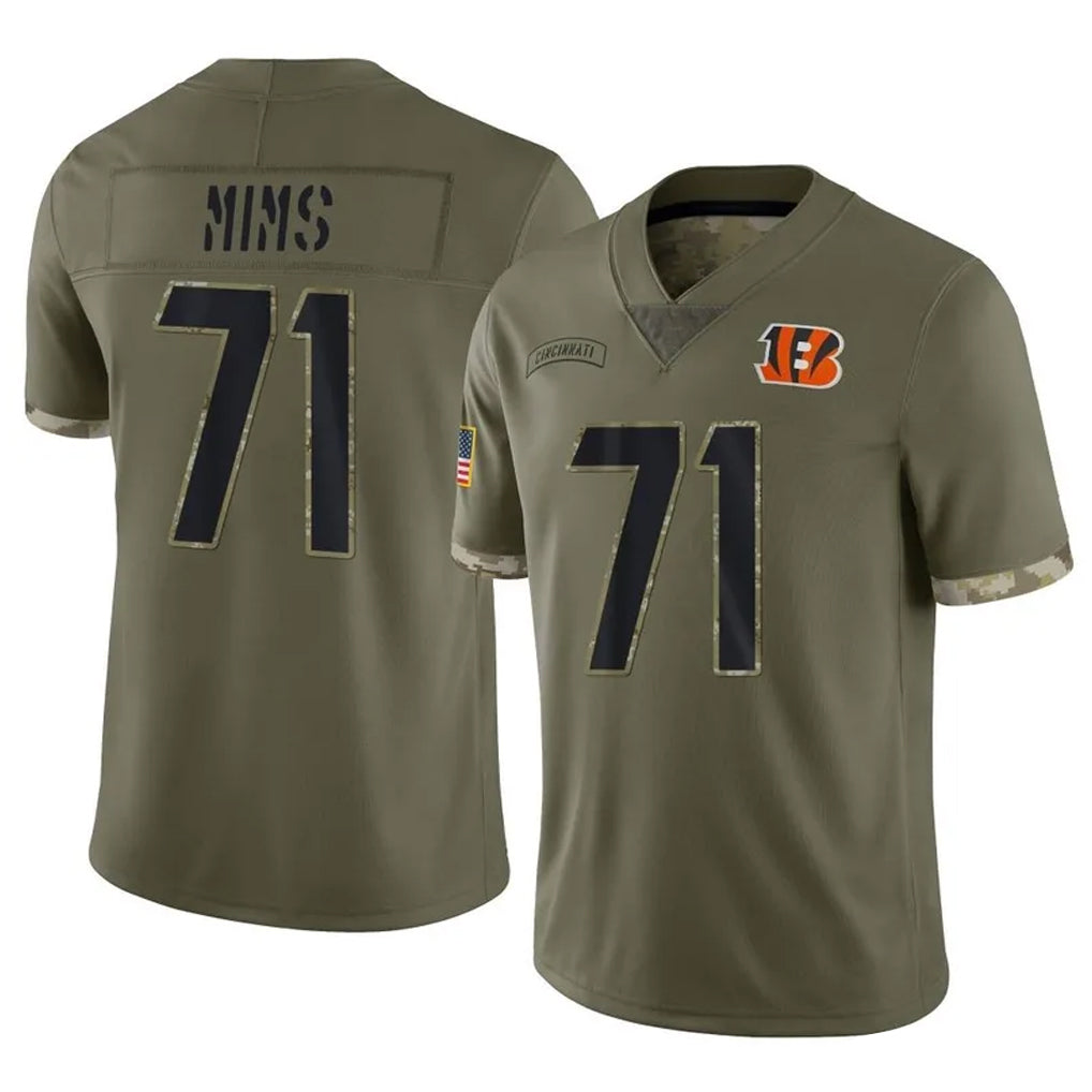 C.Bengals #71 Amarius Mims Player Olive Salute to Service Limited Game ROCER Stitched Jerseys