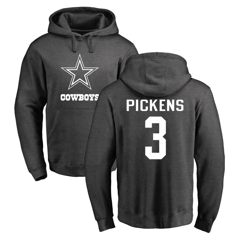 D.Cowboys #3 George Pickens Player Ash One Color Pullover Hoodie Limited ROCER Stitched Jerseys