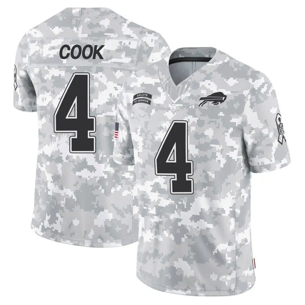 B.Bills #4 James Cook III Player Arctic Camo Salute to Service Limited ROCER Stitched Jerseys