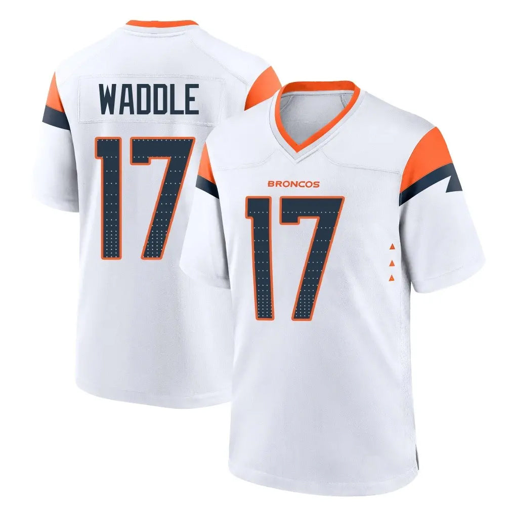D.Broncos #17 Jaylen Waddle Player White Home Game ROCER Stitched Jerseys