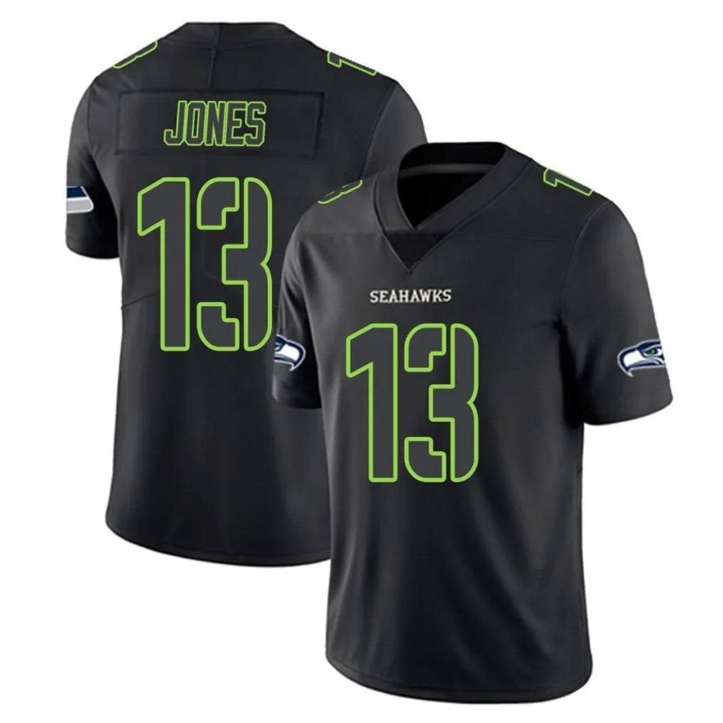 S.Seahawks #13 Ernest Jones IV Player Black Impact Limited Home Game ROCER Stitched Jerseys