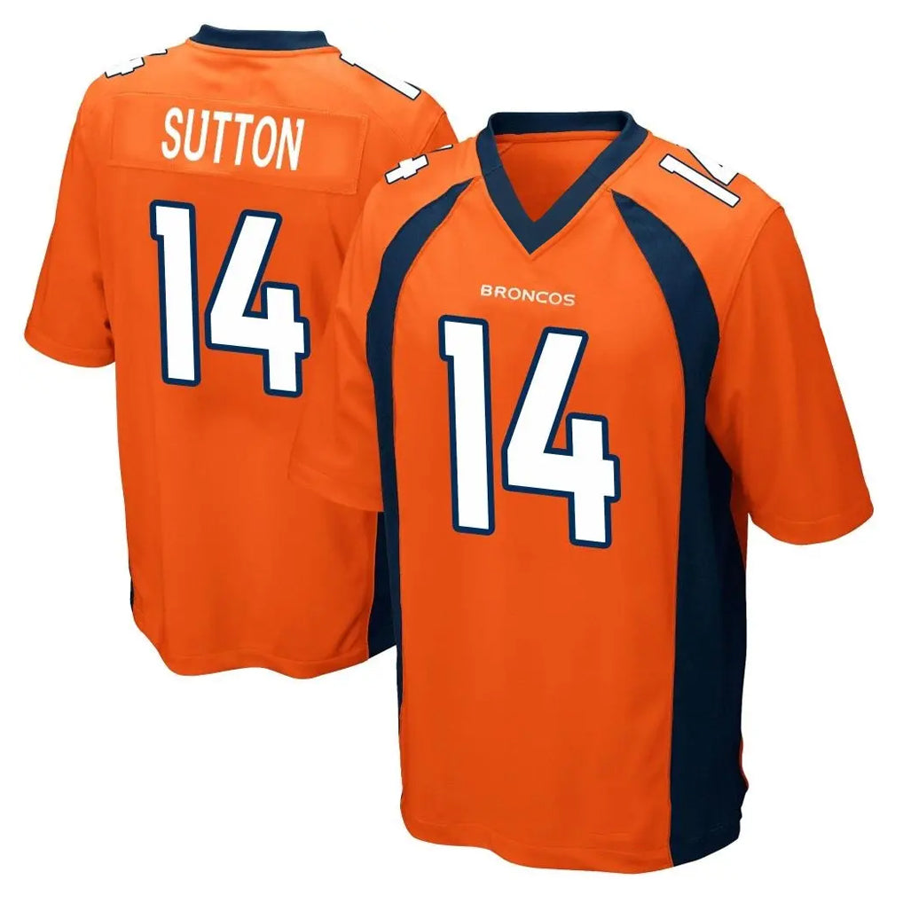 D.Broncos #14 Courtland Sutton Player Orange Color Home Game ROCER Stitched Jerseys