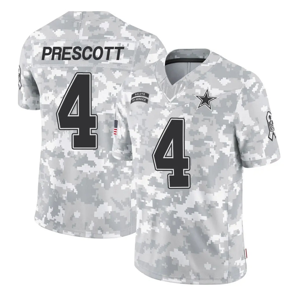 D.Cowboys #4 Dak Prescott Player Arctic Camo Salute to Service Limited Home Game ROCER Stitched Jerseys