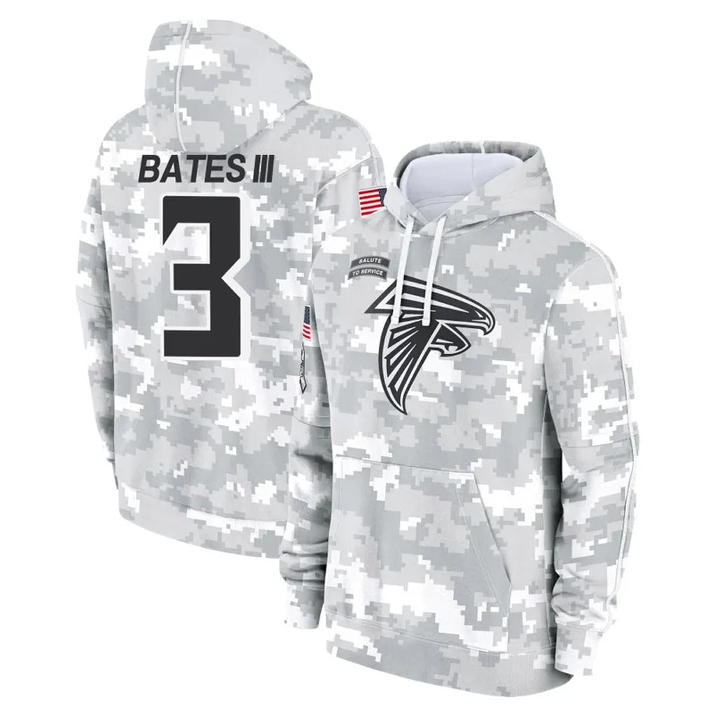 A.Falcons #3 Jessie Bates III Player Camo Arctic Salute to Service Hoodies Limited ROCER Stitched Jerseys