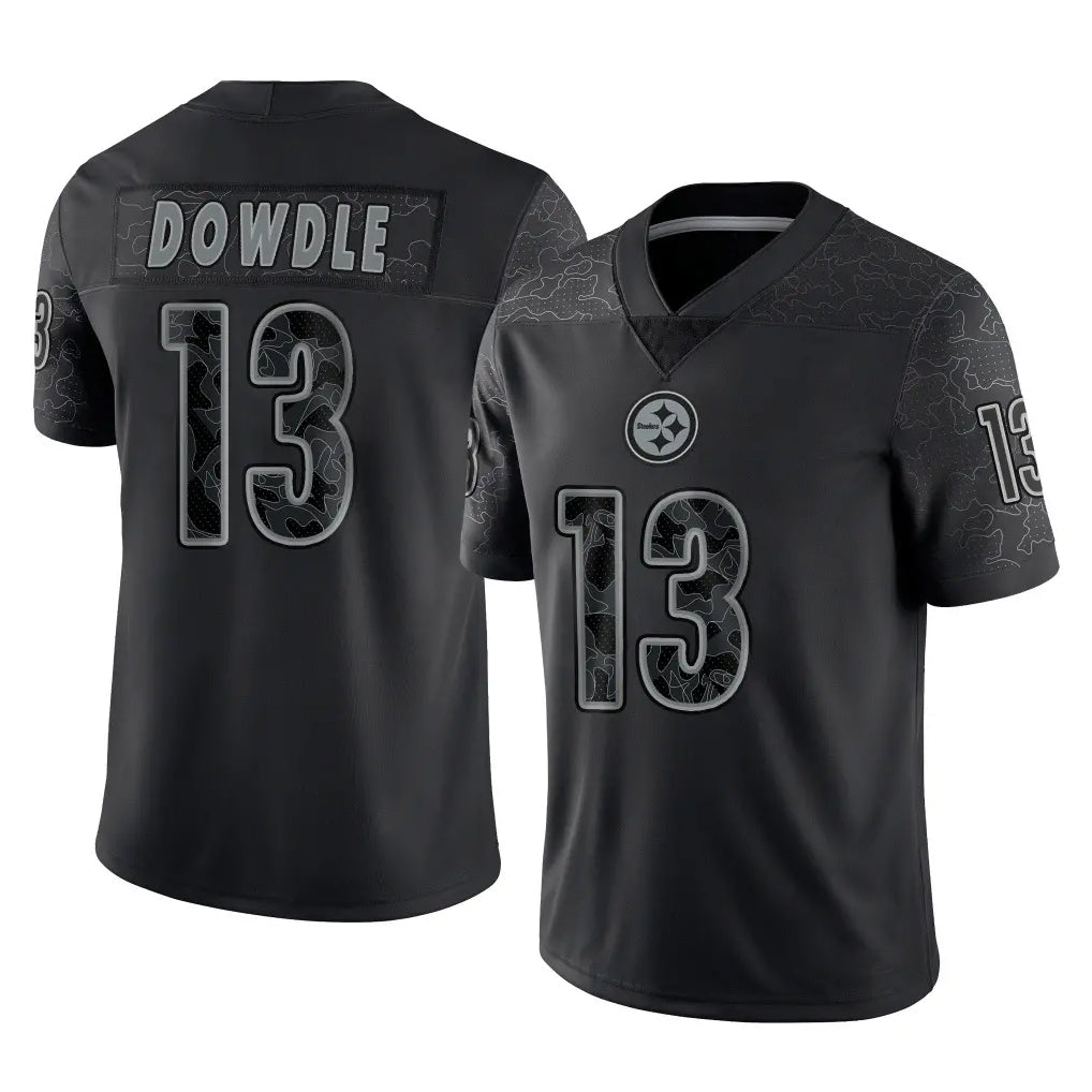 P.Steelers #13 Rico Dowdle Player Black Reflective Limited Home Game ROCER Stitched Jerseys