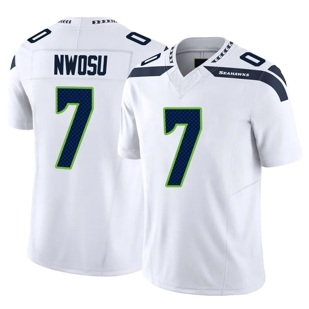 S.Seahawks #7 Uchenna Nwosu Player White Limited Vapor F.U.S.E. Home Game ROCER Stitched Jerseys