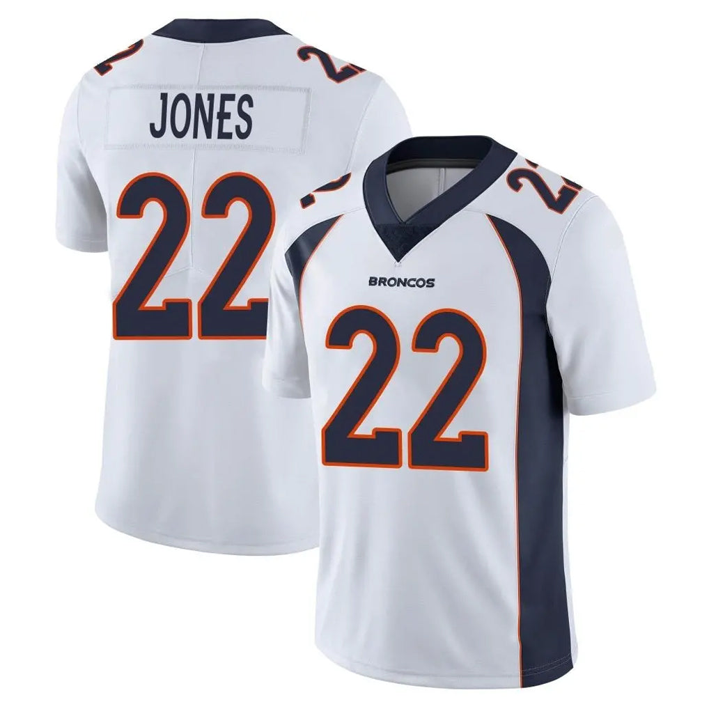 D.Broncos #22 Brandon Jones Player White Vapor Untouchable Limited Home Game ROCER Stitched Jerseys