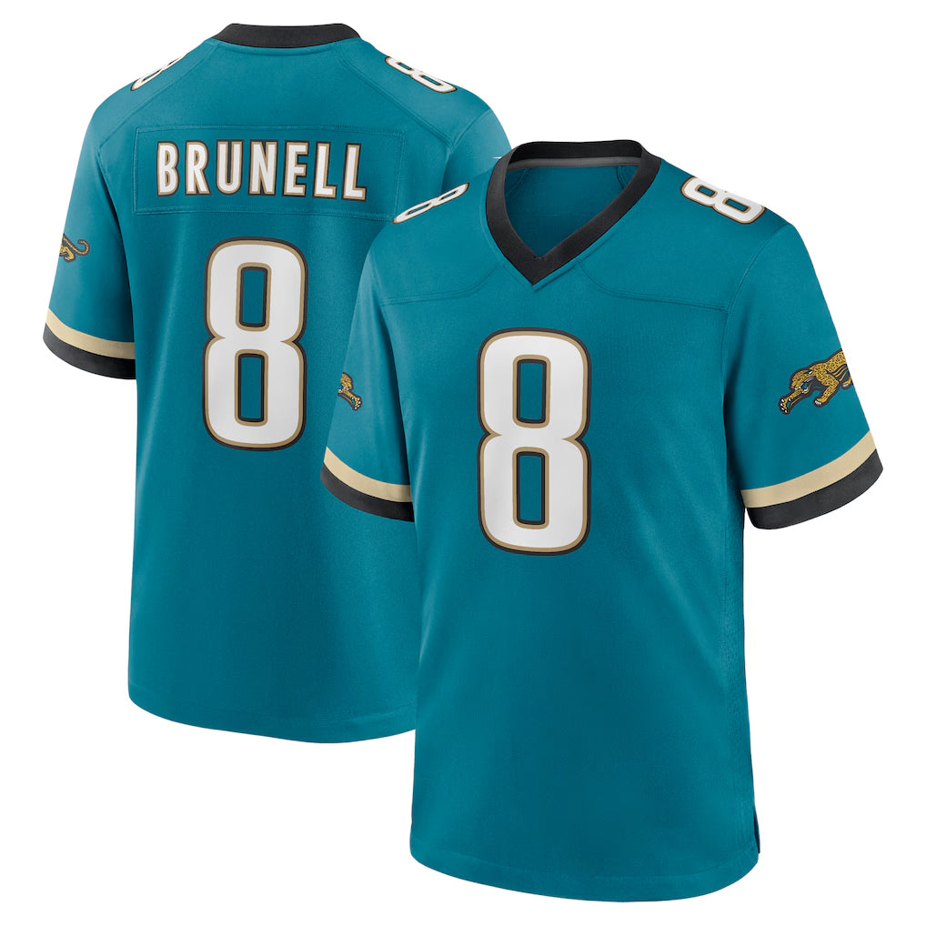 J.Jaguars #8 Mark Brunell?Player Teal Prowler Throwback Limited Home Game ROCER Stitched Jerseys