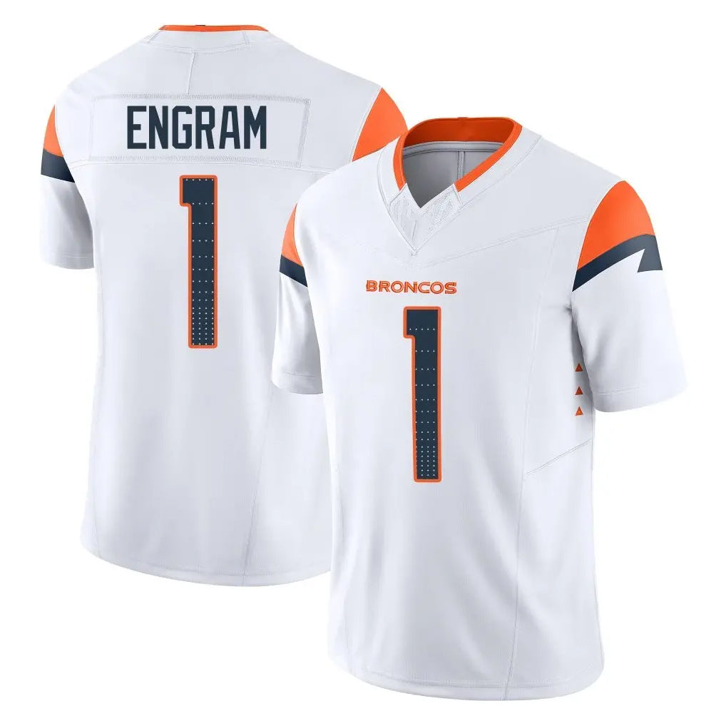 D.Broncos #1 Evan Engram Player White Limited Vapor F.U.S.E. Home Game ROCER Stitched Jerseys