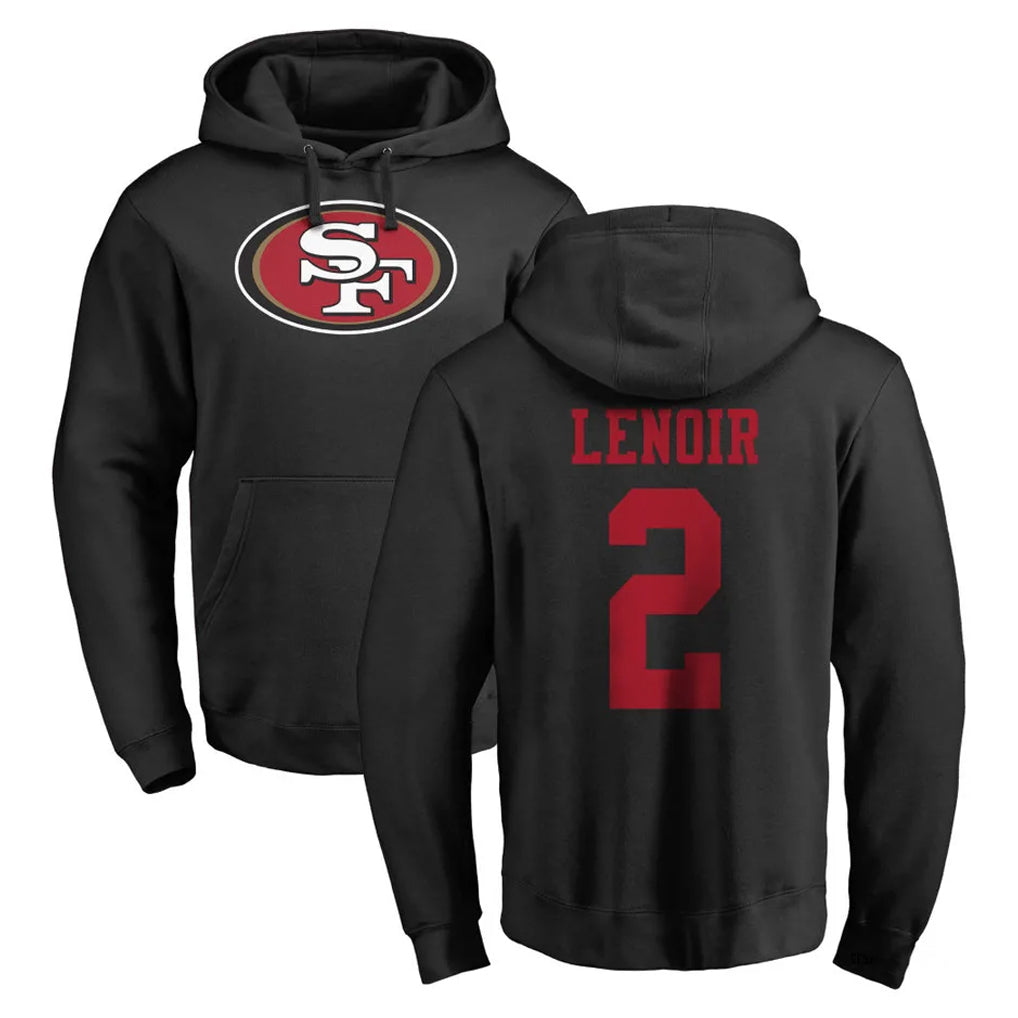 SF.49ers #2 Deommodore Lenoir Player Black LOGO Pullover Hoodies Home Game ROCER Stitched Jerseys