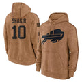 B.Bills #10 Khalil Shakir Player Brown Salute to Service Hoodies ROCER Stitched Jerseys