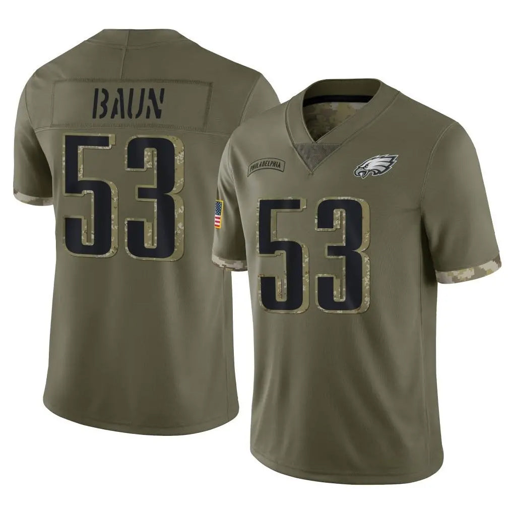 P.Eagles #53 Zack Baun Player Olive Salute To Service Limited ROCER Stitched Jerseys