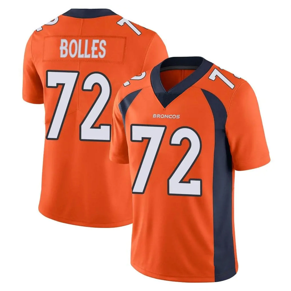 D.Broncos #72 Garett Bolles Player Orange Color Vapor Untouchable Limited Game ROCER Stitched Jerseys