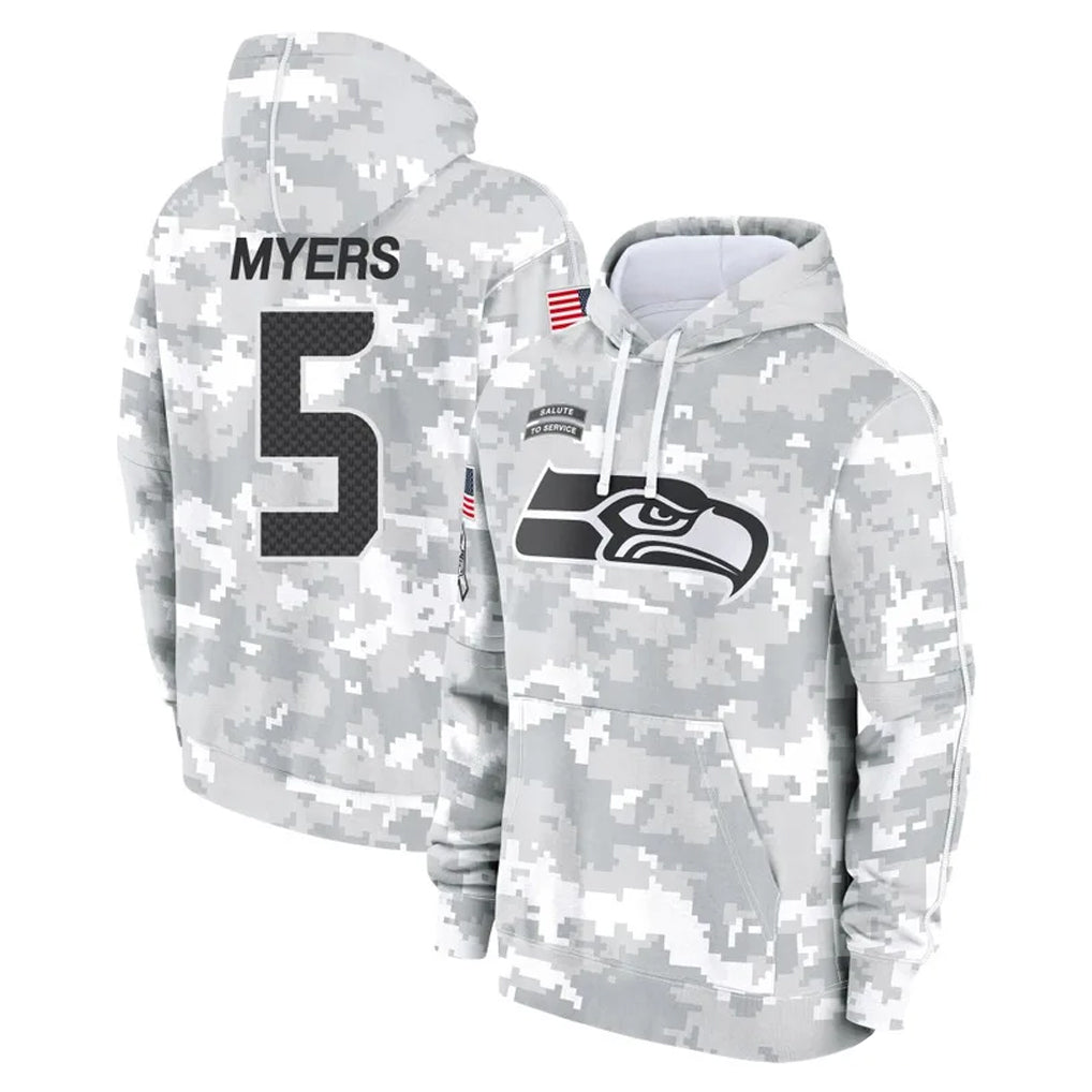 S.Seahawks #5 Jason Myers Player Arctic Camo Limited Salute to Service Pullover Hoodies Game ROCER Stitched Jerseys