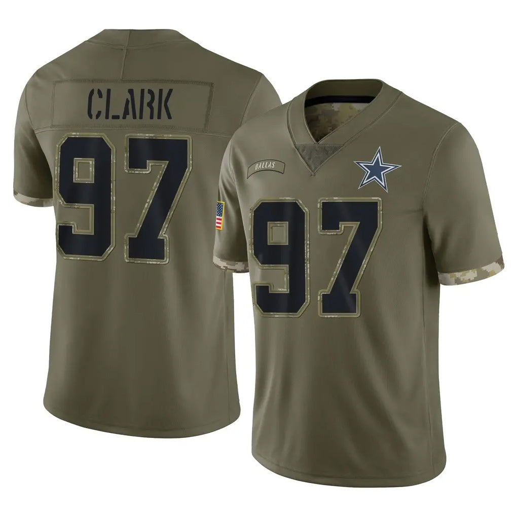 D.Cowboys #97 Kenny Clark Player Olive Salute to Service Limited Game ROCER Stitched Jerseys