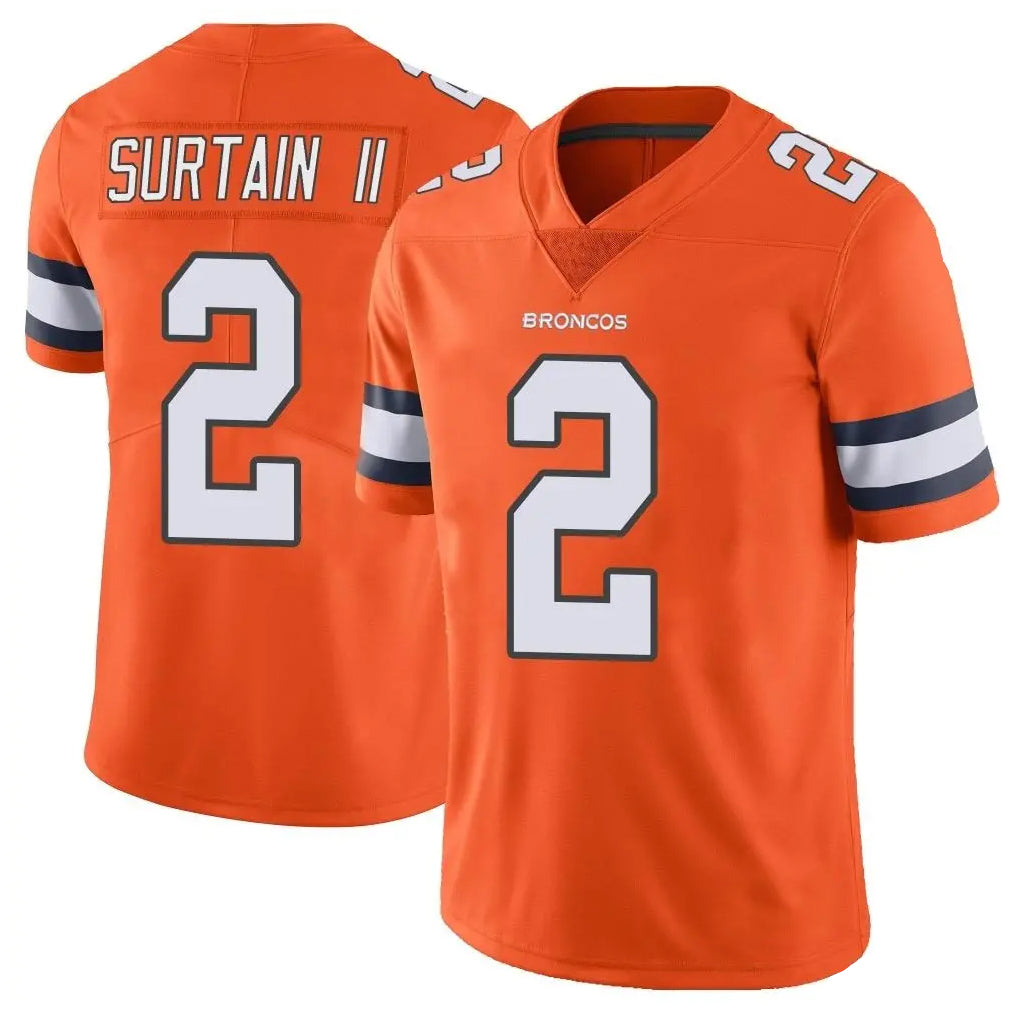 D.Broncos #2 Pat Surtain II Player Orange Vapor Untouchable Limited Home Game ROCER Stitched Jerseys