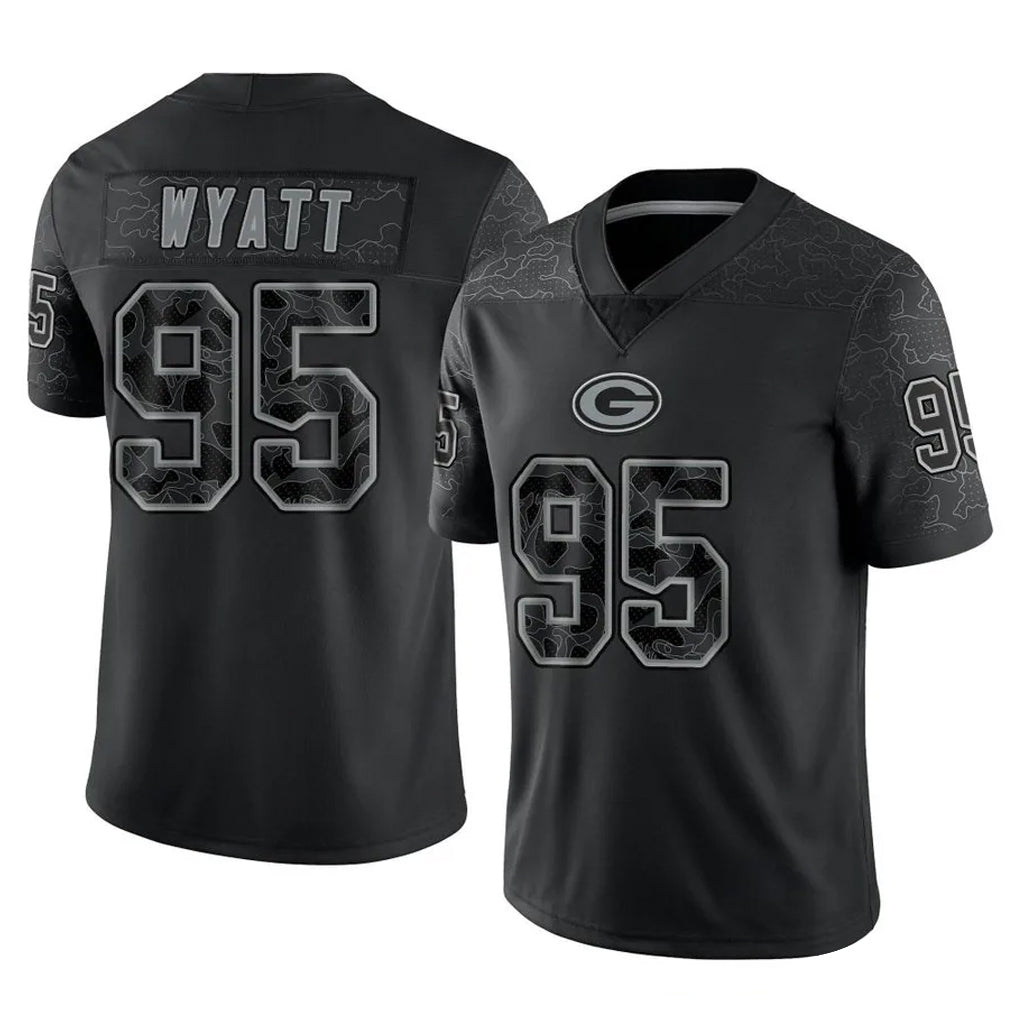 GB.Packers #95 Devonte Wyatt Player Black Reflective Limited Home Game ROCER Stitched Jerseys