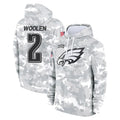 P.Eagles #2 Riq Woolen Player Arctic Camo Salute to Service Pullover Hoodies Limited Game ROCER Stitched Jerseys